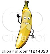 Clipart Of A Waving Banana Character Royalty Free Vector Illustration