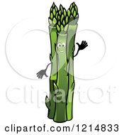 Clipart Of A Waving Asparagus Character Royalty Free Vector Illustration