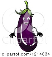 Clipart Of A Happy Purple Eggplant Character Royalty Free Vector Illustration