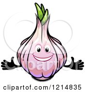 Clipart Of A Happy Garlic Character Royalty Free Vector Illustration