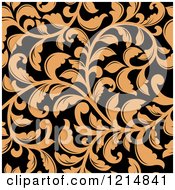 Poster, Art Print Of Seamless Tan And Black Floral Pattern