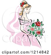 Poster, Art Print Of Blond Bride In A Pink Dress 4