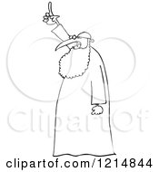 Clipart Of An Outlined Muslim Cleric Man Pointing Upwards Royalty Free Vector Illustration