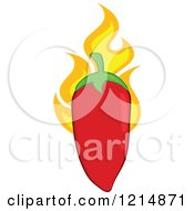Cartoon Of A Red Hot Chili Pepper And Flames Royalty Free Vector Clipart