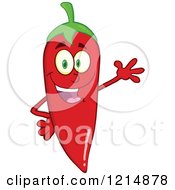 Cartoon Of A Red Hot Chili Pepper Character Waving Royalty Free Vector Clipart