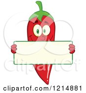 Poster, Art Print Of Red Hot Chili Pepper Character Holding A Sign