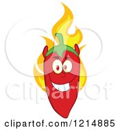 Poster, Art Print Of Red Hot Devil Chili Pepper Character On Fire