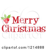 Poster, Art Print Of Red Merry Christmas Greeting And Holly