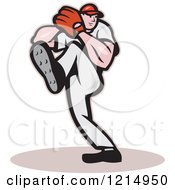 Clipart Of A Baseball Player Athlete Pitching Royalty Free Vector Illustration