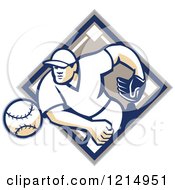 Clipart Of A Baseball Player Athlete Pitching From A Diamond Royalty Free Vector Illustration