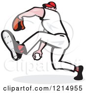 Poster, Art Print Of Baseball Player Athlete Lifting A Leg And Pitching