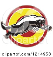 Honey Badger Mascot Leaping Over A Target