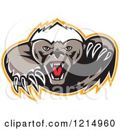 Clipart Of A Vicious Honey Badger Mascot With Sharp Claws Royalty Free Vector Illustration
