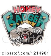 Poster, Art Print Of Aggressive Honey Badger Mascot With Text