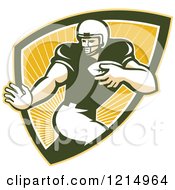 Poster, Art Print Of Running Back American Football Player In A Shield Of Rays