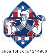 Poster, Art Print Of Quarterback American Football Player Throwing In A Patriotic Crest