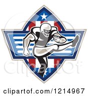 Poster, Art Print Of American Football Player Place Kicker Over Stars And Stripes