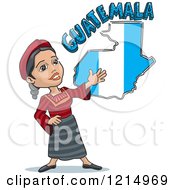 Poster, Art Print Of Woman Presenting A Guatemalan Flag Map And Text