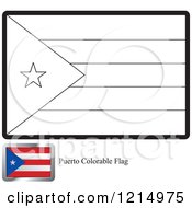 Poster, Art Print Of Coloring Page And Sample For A Puerto Rico Flag