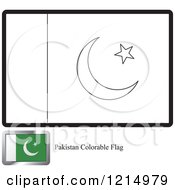 Clipart Of A Coloring Page And Sample For A Pakistan Flag Royalty Free Vector Illustration by Lal Perera