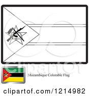 Clipart Of A Coloring Page And Sample For A Mozambique Flag Royalty Free Vector Illustration