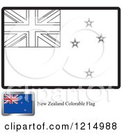 Clipart Of A Coloring Page And Sample For A New Zealand Flag Royalty Free Vector Illustration by Lal Perera