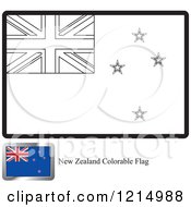 Poster, Art Print Of Coloring Page And Sample For A New Zealand Flag