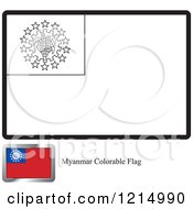 Poster, Art Print Of Coloring Page And Sample For A Myanmar Flag