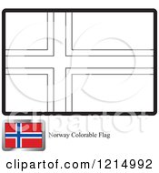 Clipart Of A Coloring Page And Sample For A Norway Flag Royalty Free Vector Illustration