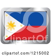 Poster, Art Print Of Phillippines Flag And Silver Frame Icon