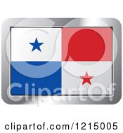 Clipart Of A Panama Flag And Silver Frame Icon Royalty Free Vector Illustration