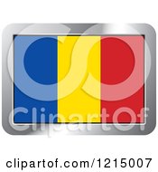 Poster, Art Print Of Romania Flag And Silver Frame Icon