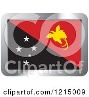 Clipart Of A Papua New Guinea Flag And Silver Frame Icon Royalty Free Vector Illustration