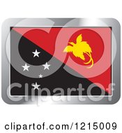 Poster, Art Print Of Papua New Guinea Flag And Silver Frame Icon