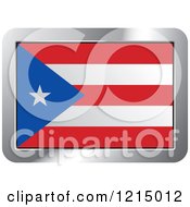 Poster, Art Print Of Puerto Rico Flag And Silver Frame Icon