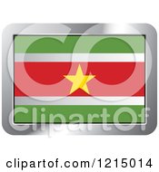 Clipart Of A Suriname Flag And Silver Frame Icon Royalty Free Vector Illustration