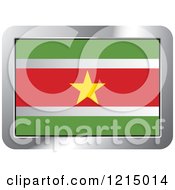 Poster, Art Print Of Suriname Flag And Silver Frame Icon