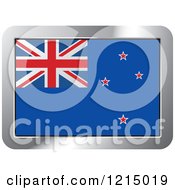 Clipart Of A New Zealand Flag And Silver Frame Icon Royalty Free Vector Illustration