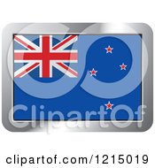 Poster, Art Print Of New Zealand Flag And Silver Frame Icon