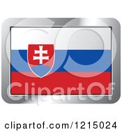 Clipart Of A Slovakia Flag And Silver Frame Icon Royalty Free Vector Illustration