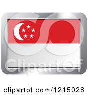 Clipart Of A Singapore Flag And Silver Frame Icon Royalty Free Vector Illustration