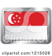 Poster, Art Print Of Singapore Flag And Silver Frame Icon