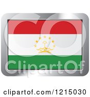 Poster, Art Print Of Tajikistan Flag And Silver Frame Icon