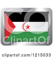 Poster, Art Print Of Western Sahara Flag And Silver Frame Icon