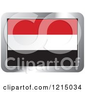 Clipart Of A Yemen Flag And Silver Frame Icon Royalty Free Vector Illustration