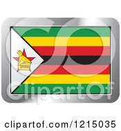 Poster, Art Print Of Zimbabwe Flag And Silver Frame Icon