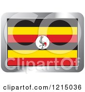Clipart Of A Uganda Flag And Silver Frame Icon Royalty Free Vector Illustration