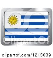 Clipart Of A Uruguay Flag And Silver Frame Icon Royalty Free Vector Illustration