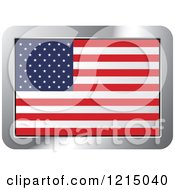 Clipart Of A USA Flag And Silver Frame Icon Royalty Free Vector Illustration