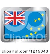 Clipart Of A Tuvalu Flag And Silver Frame Icon Royalty Free Vector Illustration